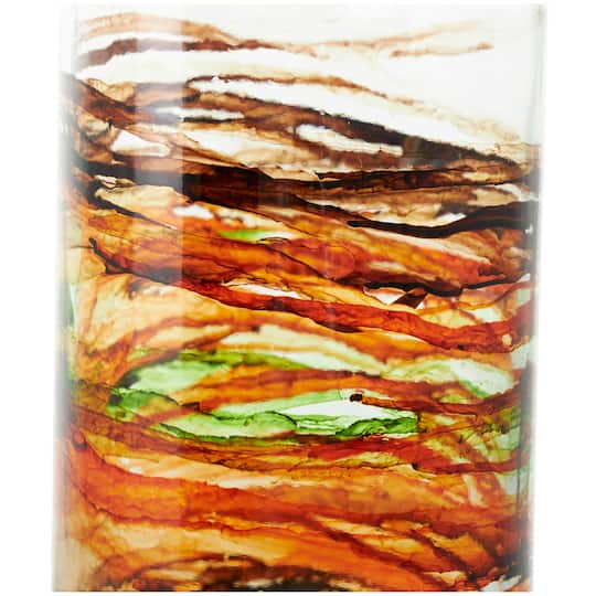 16" Orange & Brown Swirl Spanish Bottle Vase